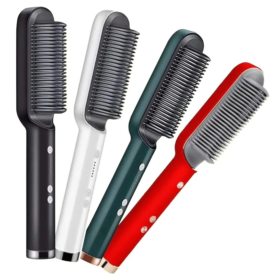 2 in 1 Hair Straightener Brush & Curling Comb | Electric Heated Hair Straightening Brush | Anti-Scald Hot Comb Hair Styler - Image 2