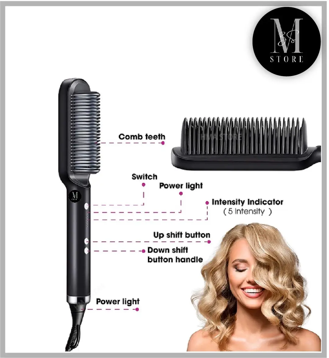 2 in 1 Hair Straightener Brush & Curling Comb | Electric Heated Hair Straightening Brush | Anti-Scald Hot Comb Hair Styler - Image 5