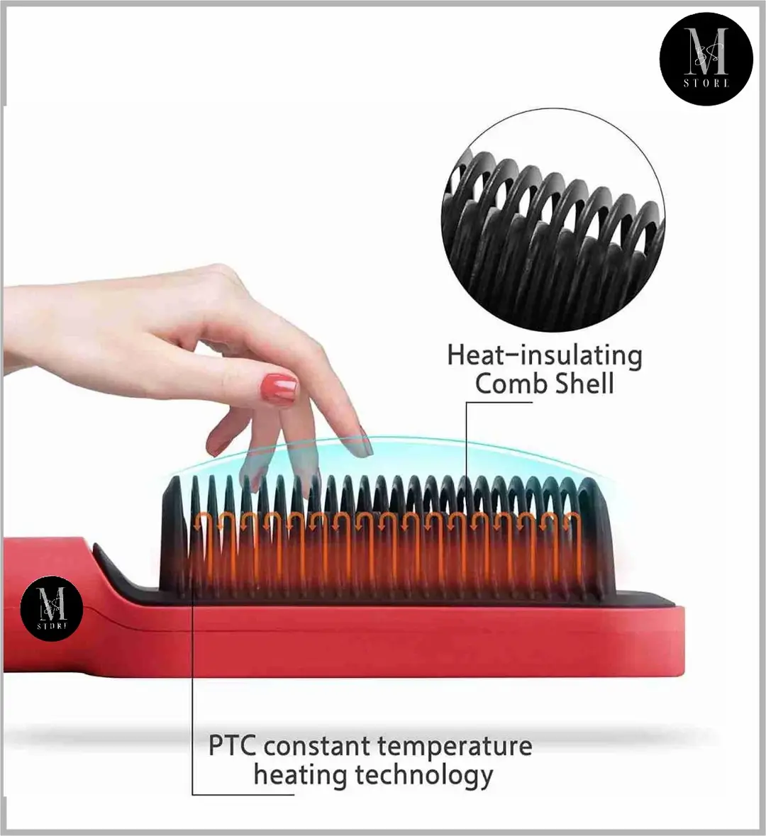 2 in 1 Hair Straightener Brush & Curling Comb | Electric Heated Hair Straightening Brush | Anti-Scald Hot Comb Hair Styler - Image 7