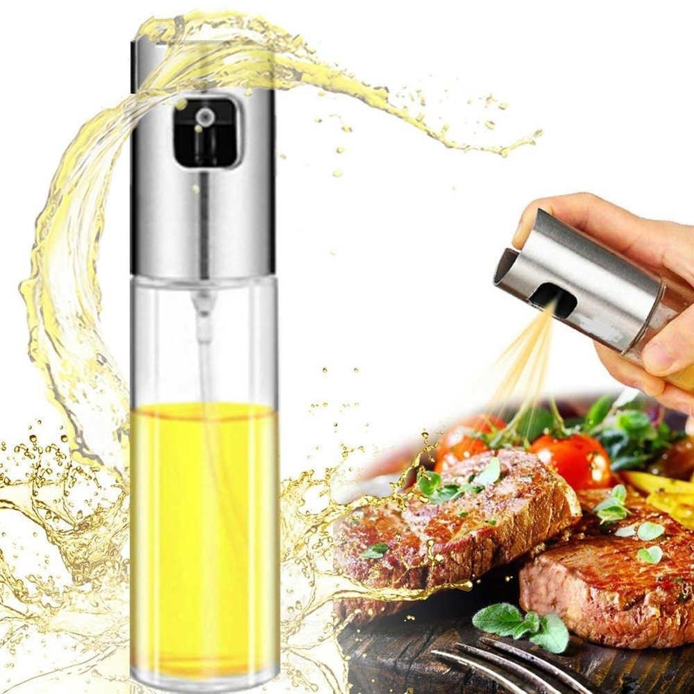Oil Spray Bottle Stainless Steel Clear Glass - Image 3